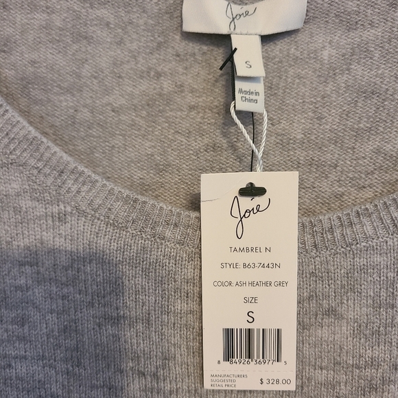 Joie Wool Pullover Scoop Neck Wool Cashmere Grey Sweater Small NWT - Picture 7 of 8